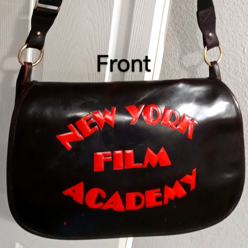 NEW YORK FILM ACADEMY Black Leather Messenger Bag
